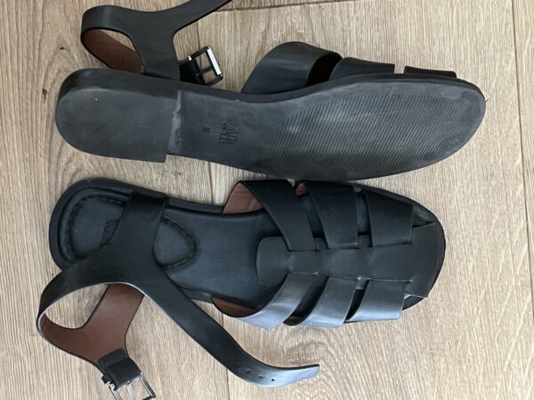 Black leather sandals