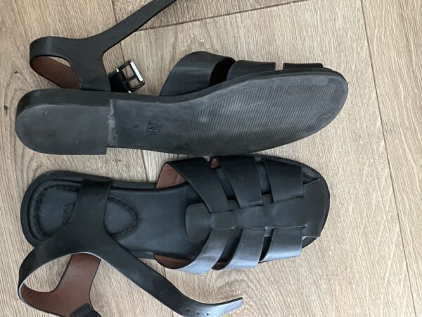 Black leather sandals